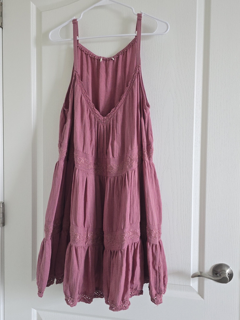 torrid dusty rose tiered sundress with lace trim